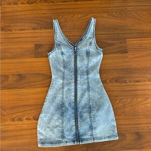 Denim zip up dress